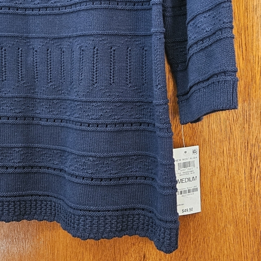 NWT Style & Co. openwork mixed knit sweater,Navy Blue Women's 100% Cotton - Picture 5 of 10